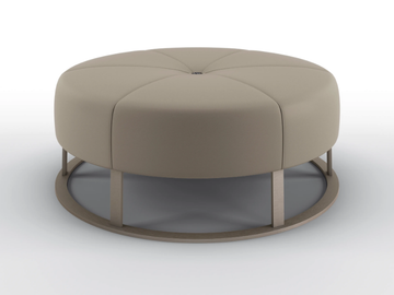 BLANCA - Round upholstered leather bench by BRUNO ZAMPA - view 2